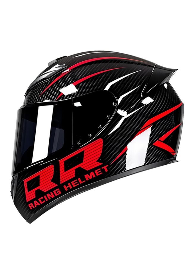 خوذة دراجة نارية تغطي الوجه بالكامل للرجال والنساء، خوذة دراجة نارية رباعية الطبقات مع واقي شمس عالي الدقة من البولي كربونات، خوذة ABS قابلة للتهوية ومناسبة للبالغين (أحمر، مقاس XL) - Image 1