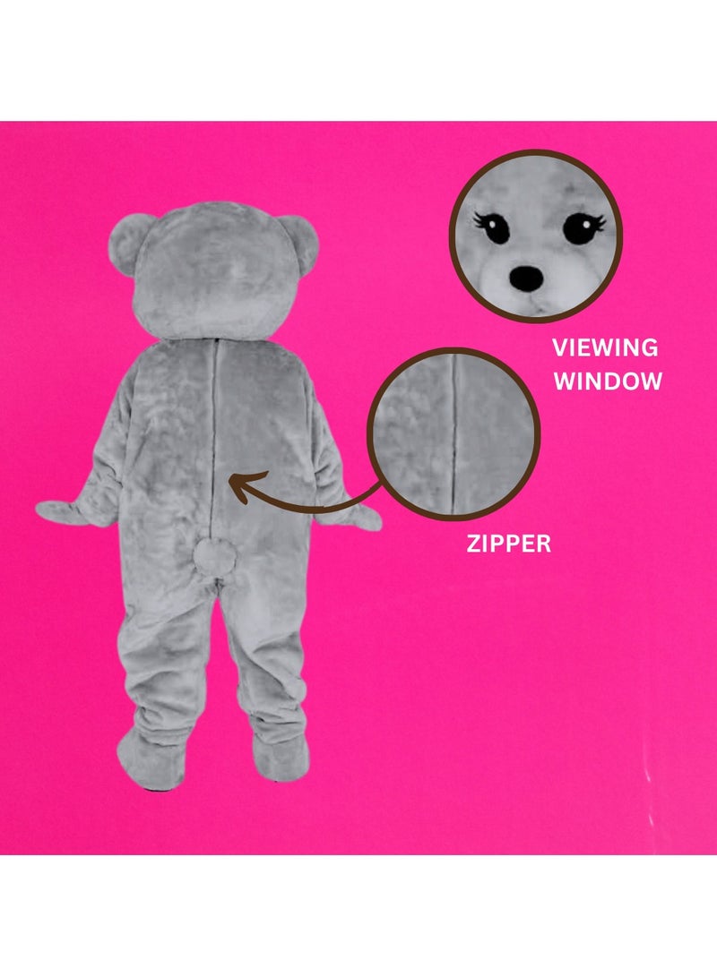 Carnival Mascot Carnival Mascot Bear Toptyzhka Costume, Full Body Adult Size Bear Mascot, 1 Size For All Handmade From Premium Quality Materials, Mascot Uniforms Perfect for Kids, Halloween, & Parties, Grey  - Image 4