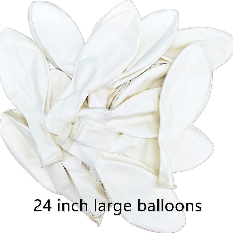 kockuu 15pcs Latex Big Balloons 24 Inch White Large Balloon Giant Heavy Duty Balloon for Wedding Baby Shower Birthday Party New Year's Day Decorations - Image 3
