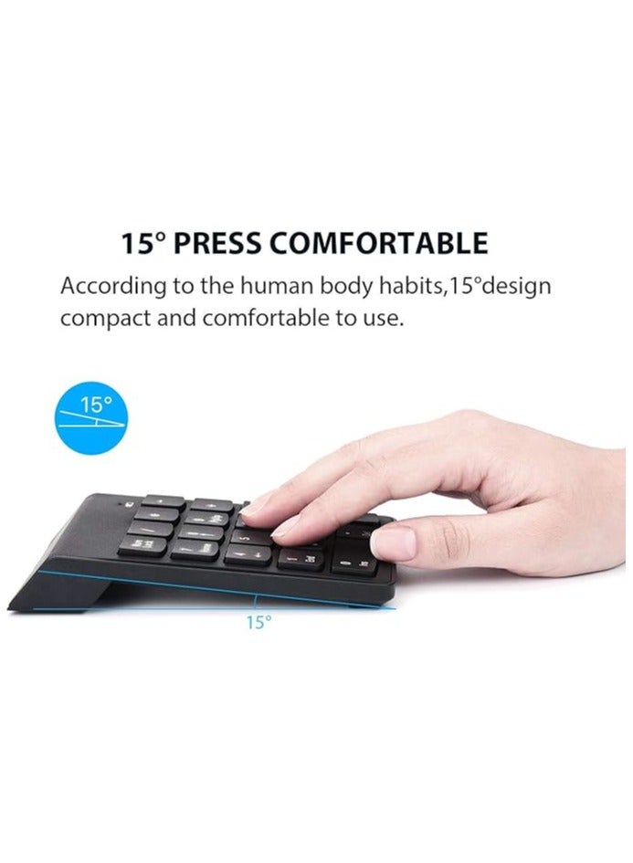Green Tiger Wireless Silent Number Pad Portable Numeric Keypad Keyboard with Mini USB Receiver for Laptop Notebook, Desktop PC Computer, Compatible with Windows, 10 Million Keystrokes Life，10M Use Distance - Image 3