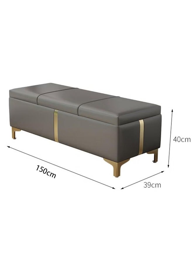 Generic Storage Bench with Metal Legs Ottoman Upholstered Bench Perfect for End of Bed Seating And Storage in Bedroom, Living Room, And Entryway(1.5m) - Image 2