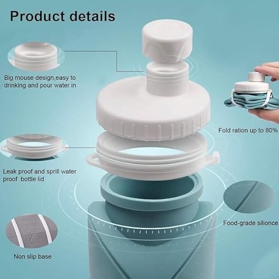 Takositio Takositio Folding Silicone Water Bottle Sports Water Bottle Outdoor Travel Portable Water Cup Running Riding Camping Hiking Kettle EasyToCarry Design And Compact Size 600 Ml Random - Image 5