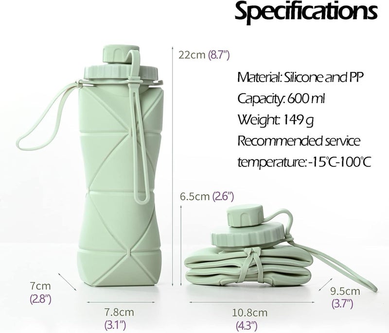Takositio Takositio Folding Silicone Water Bottle Sports Water Bottle Outdoor Travel Portable Water Cup Running Riding Camping Hiking Kettle EasyToCarry Design And Compact Size 600 Ml Random - Image 2