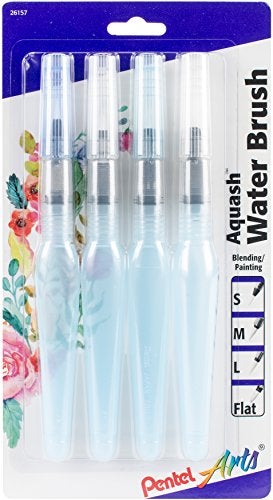 Pentel Arts Aquash Water Brush Assorted Tips, Pack of 4 (FRHBP4M) - Image 1