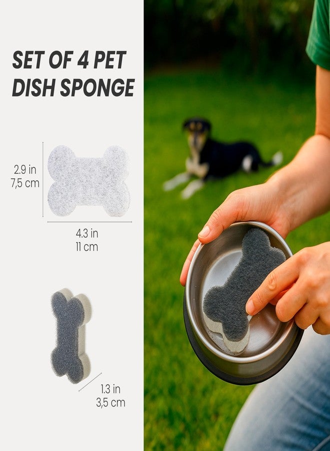 Vigar Pets Club Scrubber Sponge - Set of 4 Bone-Shaped Pet Bowl Cleaning Scrubber - Dish Sponges for Washing Pet Bowl - Non Scratch and Reusable, Gray - Image 2