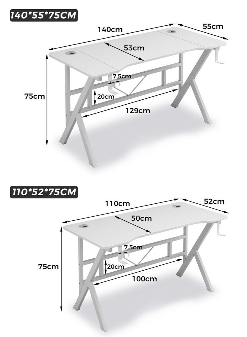 ADEBOLA K Shaped Gaming Table Computer Desk with Cup Holder and Headphone hook, Carbon Fiber Surface PC Gaming Desk for Home Office - Image 3