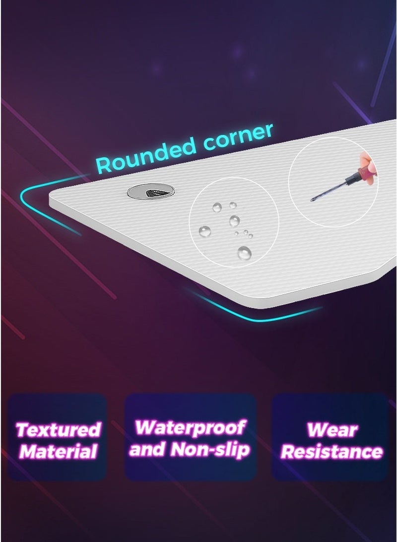 ADEBOLA K Shaped Gaming Table Computer Desk with Cup Holder and Headphone hook, Carbon Fiber Surface PC Gaming Desk for Home Office - Image 5