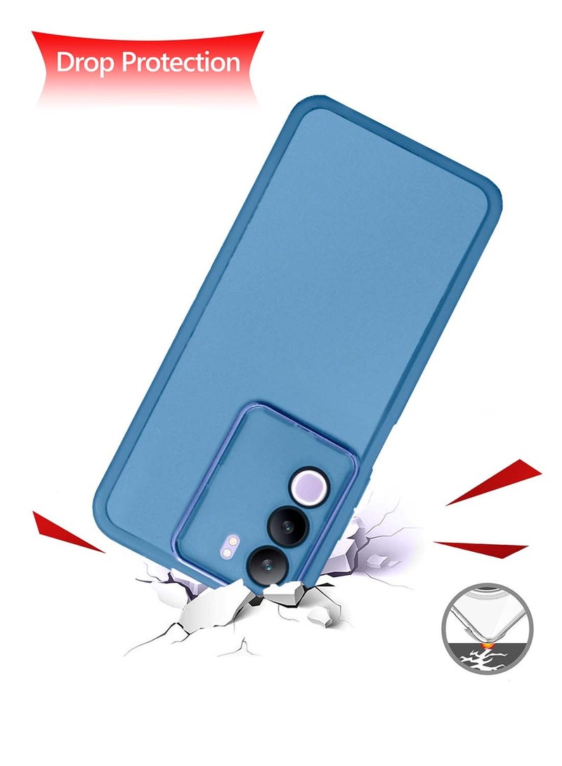 Wtech vivo Y19s 4G 2024 Soft Transparent TPU Silicone Ultra Thin Phone Stylish Electroplated Camera Border Back Case Cover - Blue - Image 3
