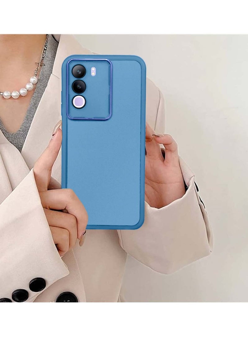 Wtech vivo Y19s 4G 2024 Soft Transparent TPU Silicone Ultra Thin Phone Stylish Electroplated Camera Border Back Case Cover - Blue - Image 4