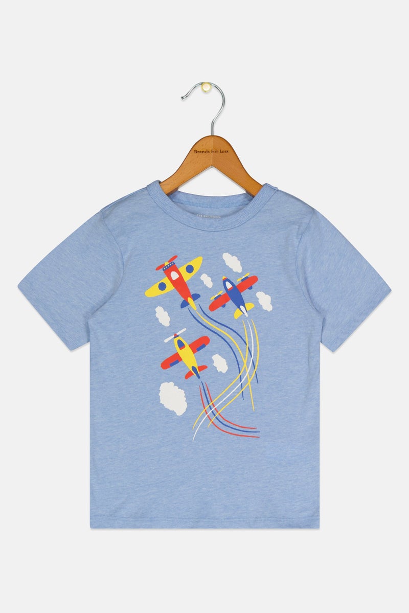 The Children's Place Toddlers Boy Crew Neck Short Sleeve Graphic Print T-shirt, Light Blue - Image 2