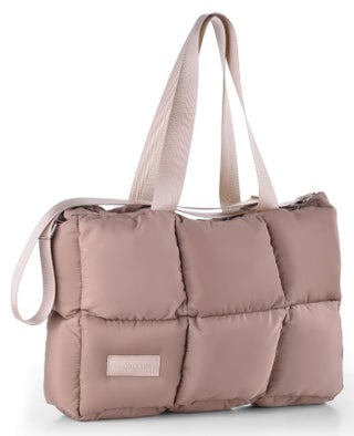 Large capacity waterproof soft quilted shoulder bag and hand bag for women - Cafe