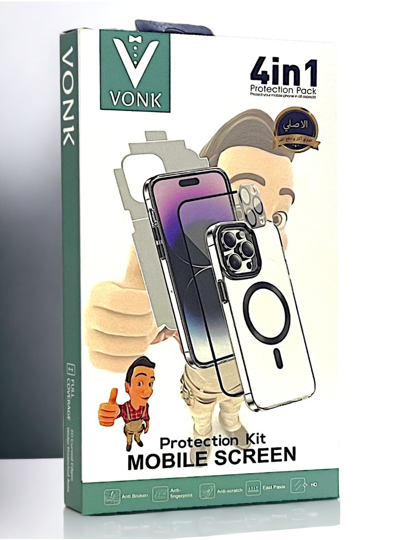 Vonk - Economic protection package for iPhone 12 Pro (4in1), 9H screen protection, back protection for iPhone, silicone back cover for mobile phone, camera lens protection - Image 1