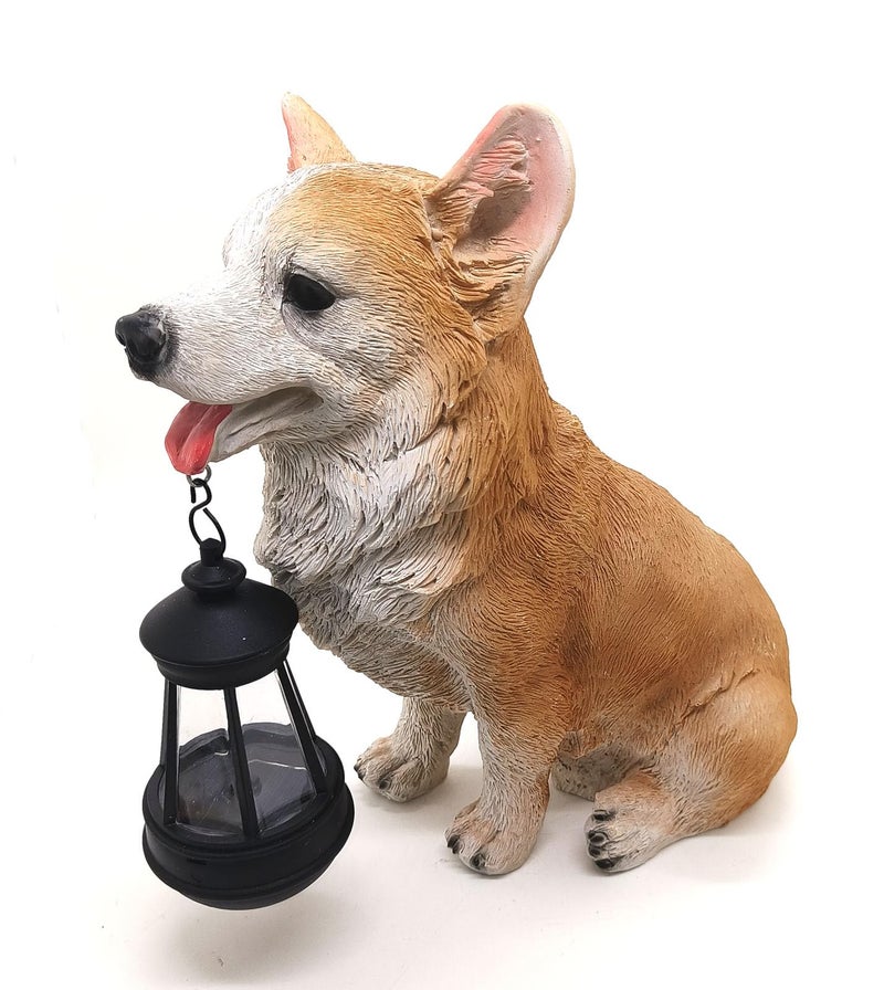 MONMOB Dog Solar Statues Cute Corgi Solar Light for Outdoor Garden Halloween Decorations Christmas Decor Lawn Decor Patio Balcony Yard Ornament Ideal Gifts for Women Mom or Birthdays