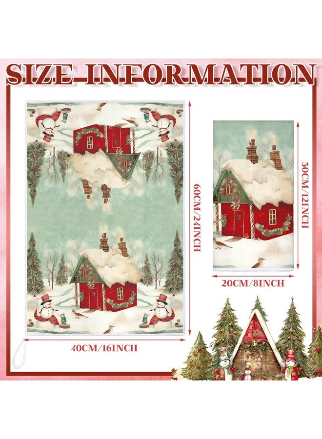 سراتي مناشف مطبخ Sratte 6 قطع من مناشف أطباق شتوية عتيقة ماصة لرجل الثلج سانتا كلوز مناشف يد حمام مزخرفة لعيد الميلاد منشفة شاي زينة عيد الميلاد للمطبخ والحمام - Image 4