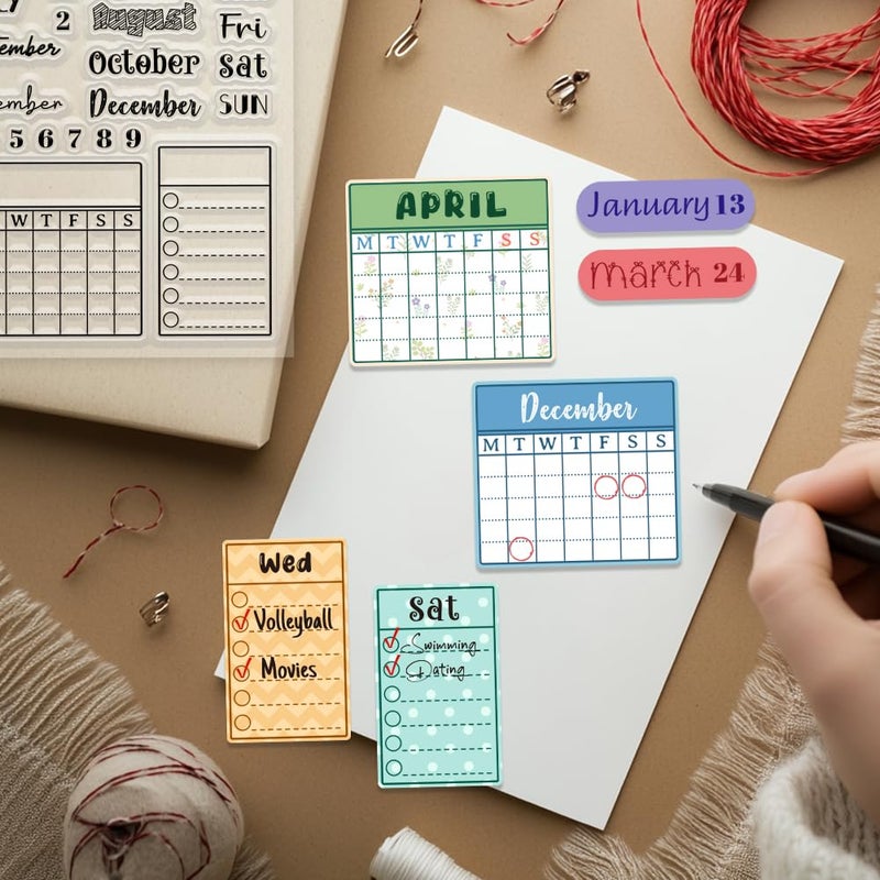 CHGCRAFT Month Week Calendar Clear Stamp Custom Silicone Clear Stamps Date Clear Stamps for DIY Scrapbooking Photo Album Decorative Cards Making, Words, 6.3X 4.33x 0.12inch - Image 4