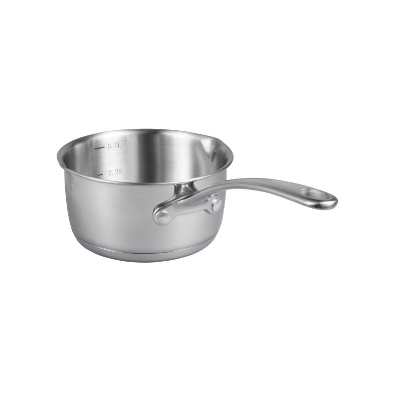 IMEEA Butter Melting Pot Butter Warmer 18/10 Tri-Ply Stainless Steel Saucepan with Dual Pour Spouts, 0.5-Quart, Silver - Image 1