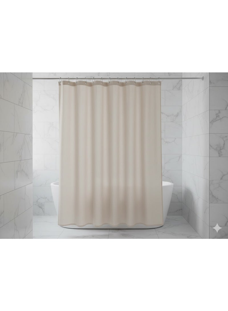Waterproof bathroom shower curtain, plain, beige color - Image 3