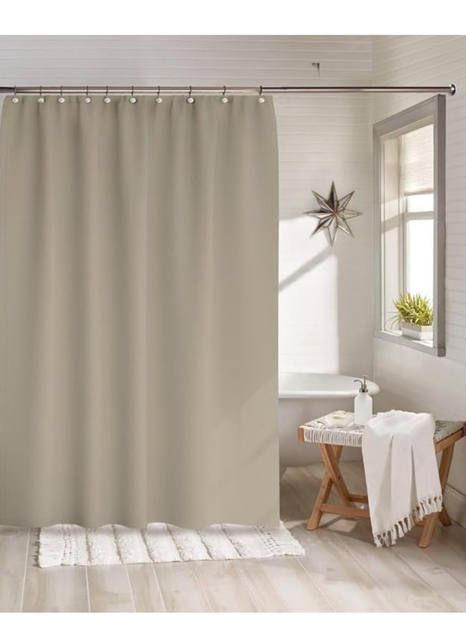 Waterproof bathroom shower curtain, plain, beige color - Image 1