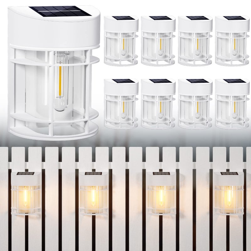 DOESLAG Solar Fence Lights, 8 Pack Deck Lights Solar Powered, Waterproof Solar Outdoor Lights Decorative for Garden Backyard Fence Post Patio, White - Image 2