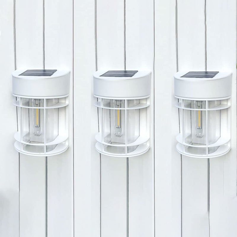 DOESLAG Solar Fence Lights, 8 Pack Deck Lights Solar Powered, Waterproof Solar Outdoor Lights Decorative for Garden Backyard Fence Post Patio, White - Image 1