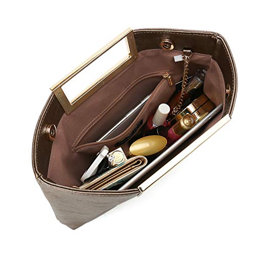 CHARMING TAILOR Fashion PU Leather Handbag Stylish Women Convertible Clutch Purse (Bronze) - Image 5