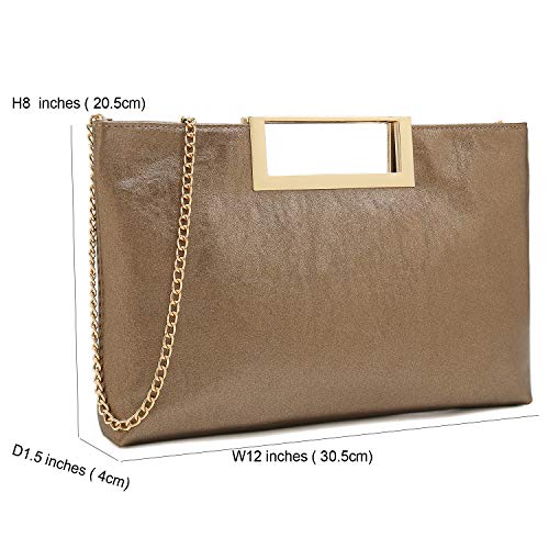 CHARMING TAILOR Fashion PU Leather Handbag Stylish Women Convertible Clutch Purse (Bronze) - Image 4