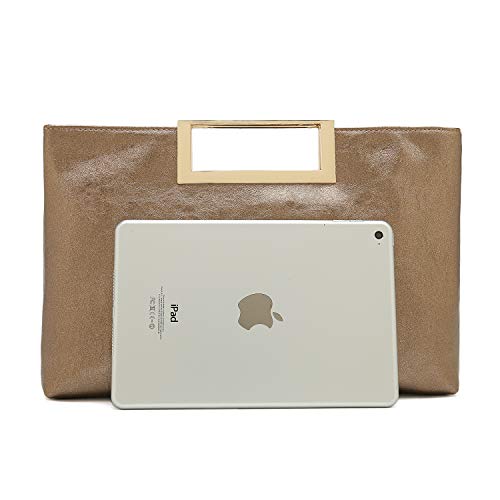 CHARMING TAILOR Fashion PU Leather Handbag Stylish Women Convertible Clutch Purse (Bronze) - Image 3