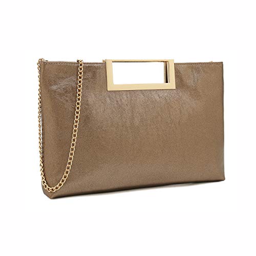CHARMING TAILOR Fashion PU Leather Handbag Stylish Women Convertible Clutch Purse (Bronze) - Image 2