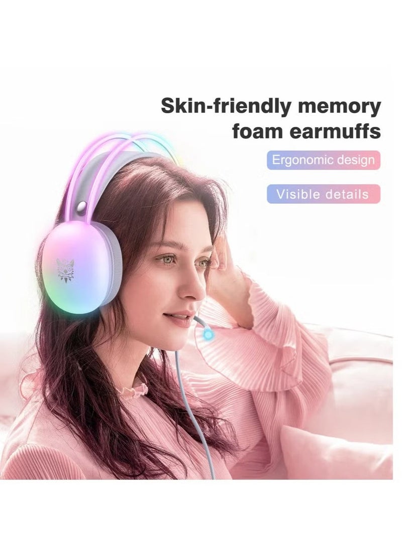 onikuma X25 RGB Gaming Headset – Stereo Sound, Noise-Canceling Microphone, LED RGB Lighting, Comfortable Over-Ear Design, Ideal for Gaming, Streaming, and Online Communication  - Image 5