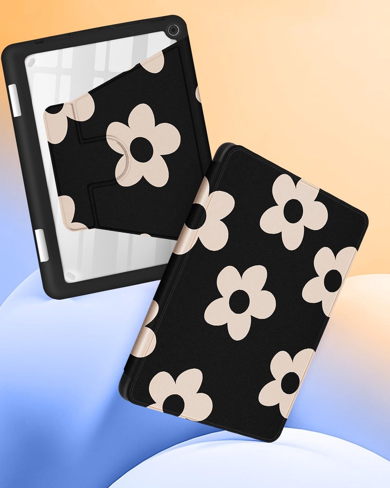Kidcube for Kindle Fire HD 10/10 Plus Tablet Case - 13th/11th Generation (2023/2021) 10.1" Women Girls Cute Flowers Floral Design Rotating Stand Pencil Holder Folio Cases for Amazon Fire HD 10/10 Plus - Image 4