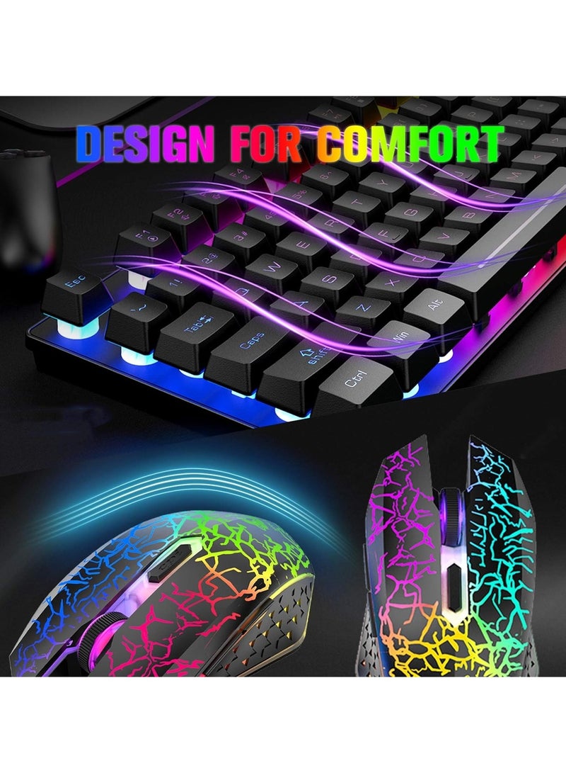 Gaming Keyboard, USB Wired Gaming Keyboard and Mouse Combo with Rainbow Backlight,104 Keys PC Gaming Keyboard and Mouse for Office Home Gaming, Wired Keyboard Mouse for PC Mac Window - Image 5