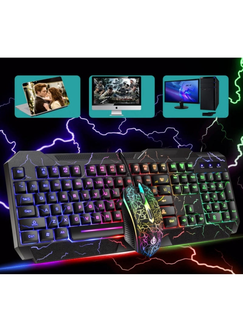 Gaming Keyboard, USB Wired Gaming Keyboard and Mouse Combo with Rainbow Backlight,104 Keys PC Gaming Keyboard and Mouse for Office Home Gaming, Wired Keyboard Mouse for PC Mac Window - Image 4