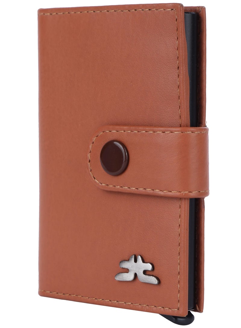 LAVERI LEATHER Laveri Genuine Leather Designer Card Holder Wallet With RFID Protection Tan  - Image 4
