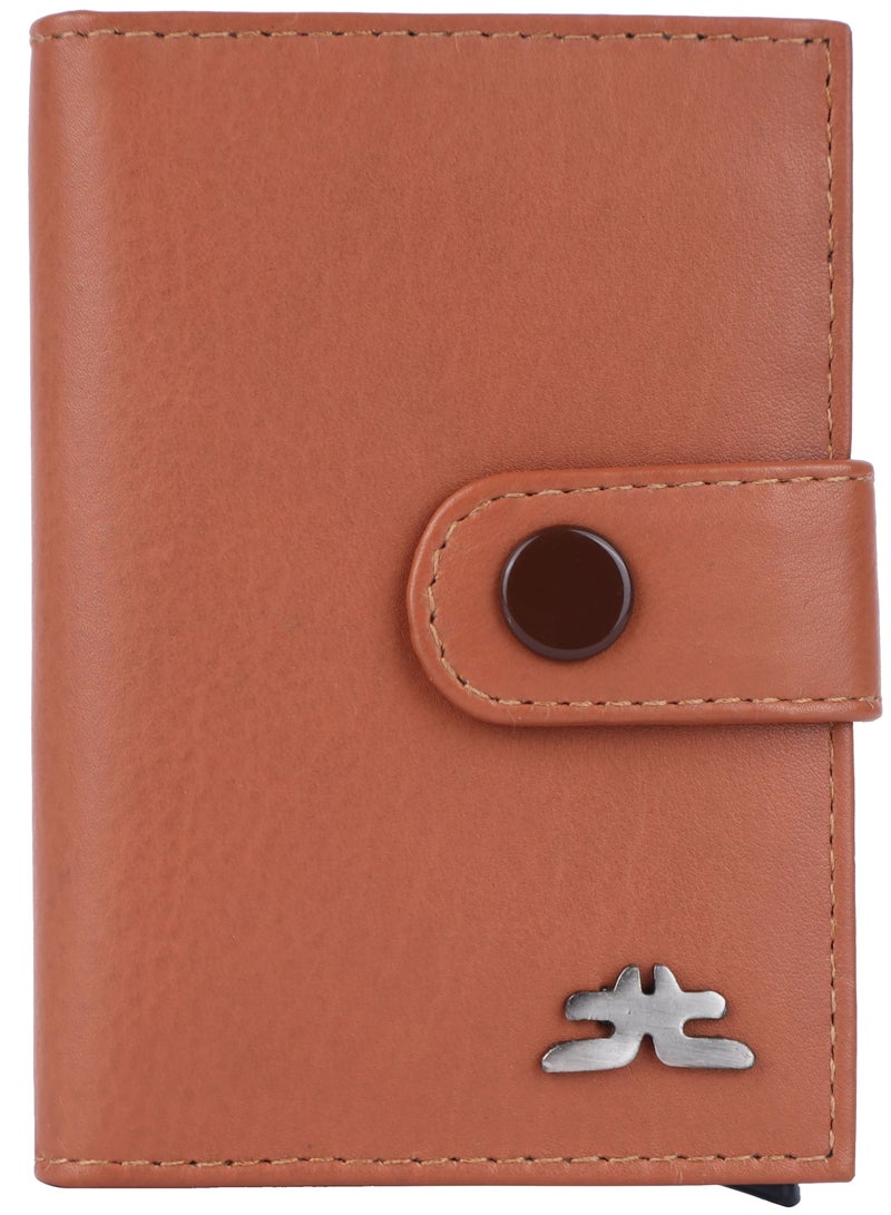 LAVERI LEATHER Laveri Genuine Leather Designer Card Holder Wallet With RFID Protection Tan  - Image 1