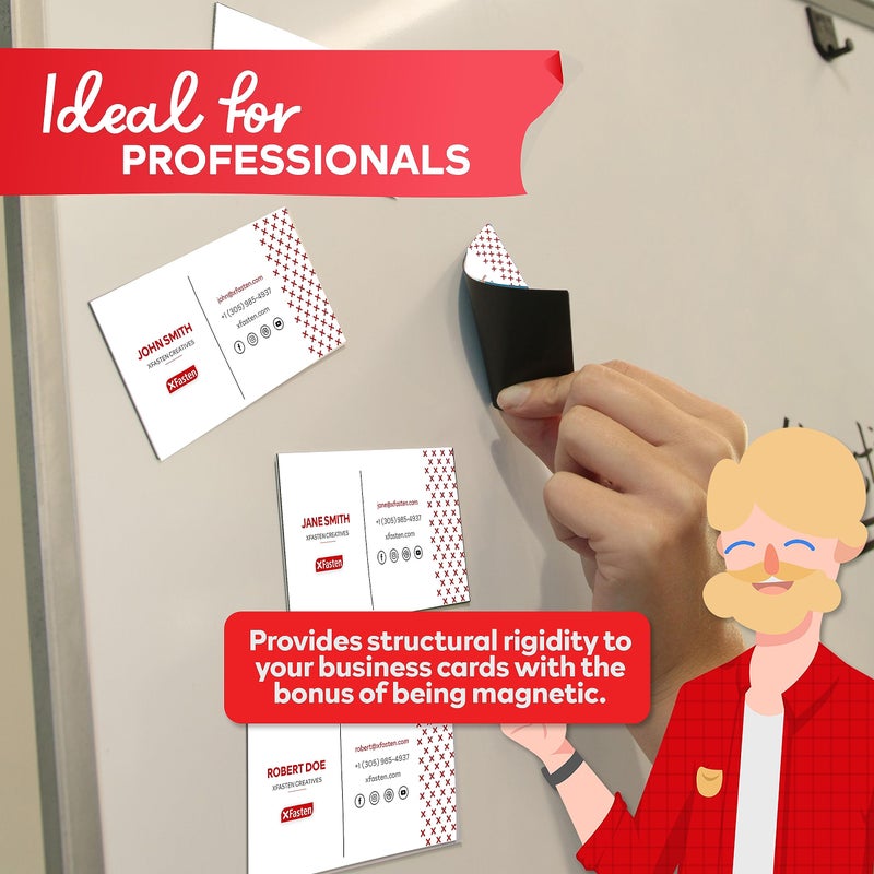 XFasten Self Adhesive Business Card Magnets, Pack of 100, Weatherproof Peel and Stick Magnetic Business Cards - Image 5