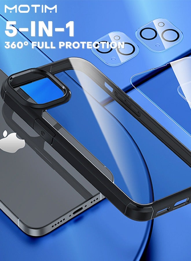 Motim 5 in 1 Matte Clear iPhone Case + 2 Pcs Tempered Glass Screen Protector + 2 Pcs Camera Lens Protector 13/13 Pro/13 Pro Max Shockproof Anti-Yellowing Phone Cover - Image 5