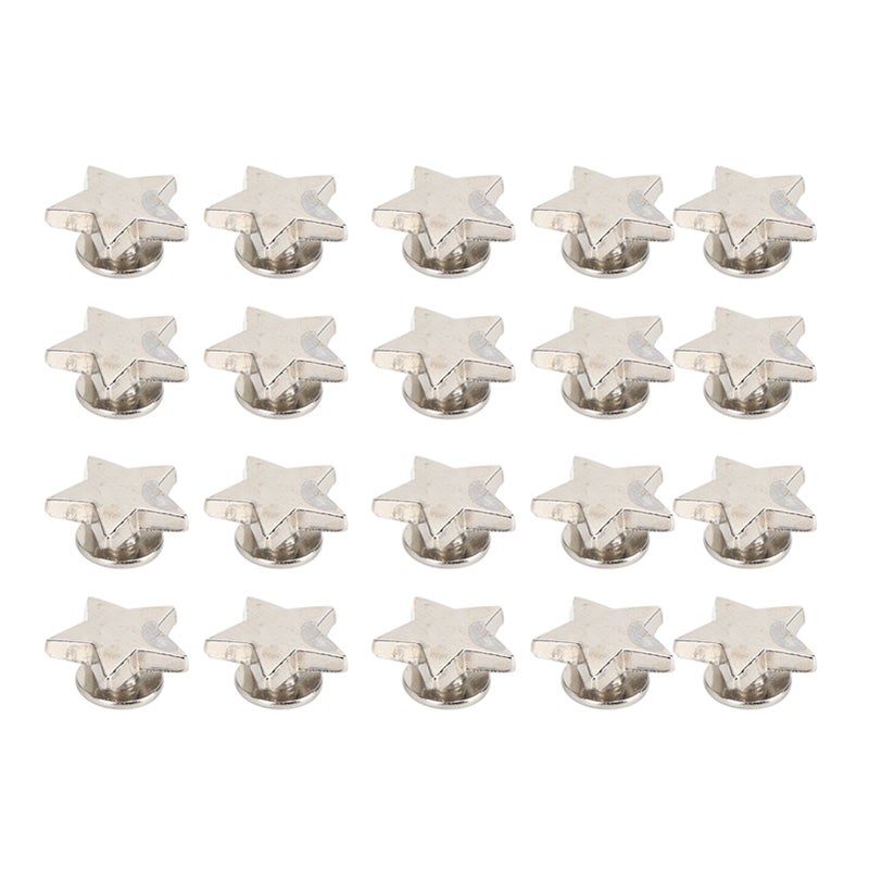 20Pcs Star Shape Rivet Stud Button DIY Clothes Shoes Decoration Accessories with Screws Silver - Image 2