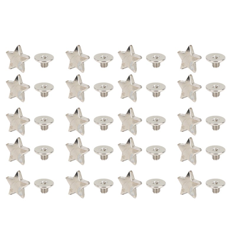 20Pcs Star Shape Rivet Stud Button DIY Clothes Shoes Decoration Accessories with Screws Silver - Image 1