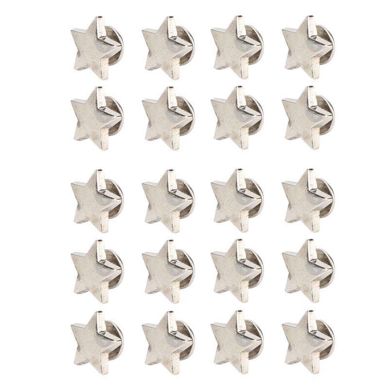 20Pcs Star Shape Rivet Stud Button DIY Clothes Shoes Decoration Accessories with Screws Silver - Image 3