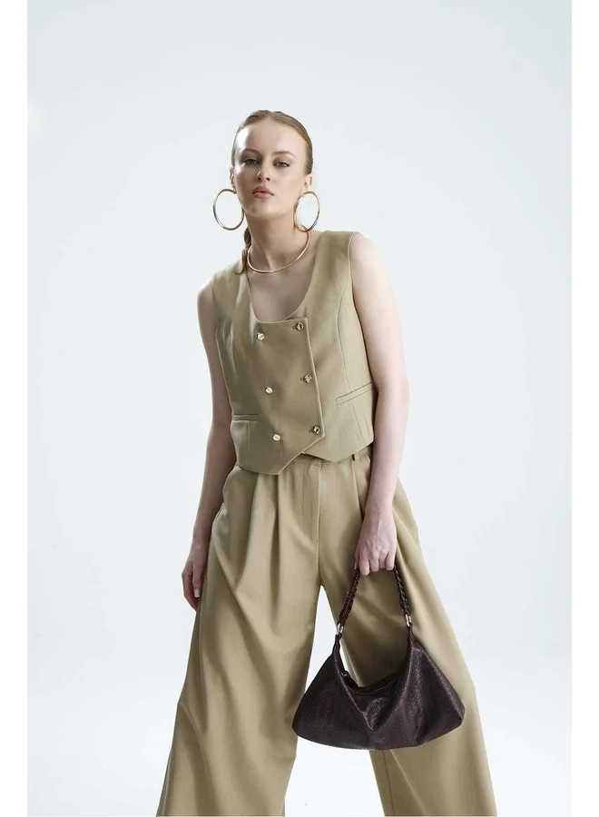 GACACOLLECTION HILA Dore Button Beige Premium Vest.