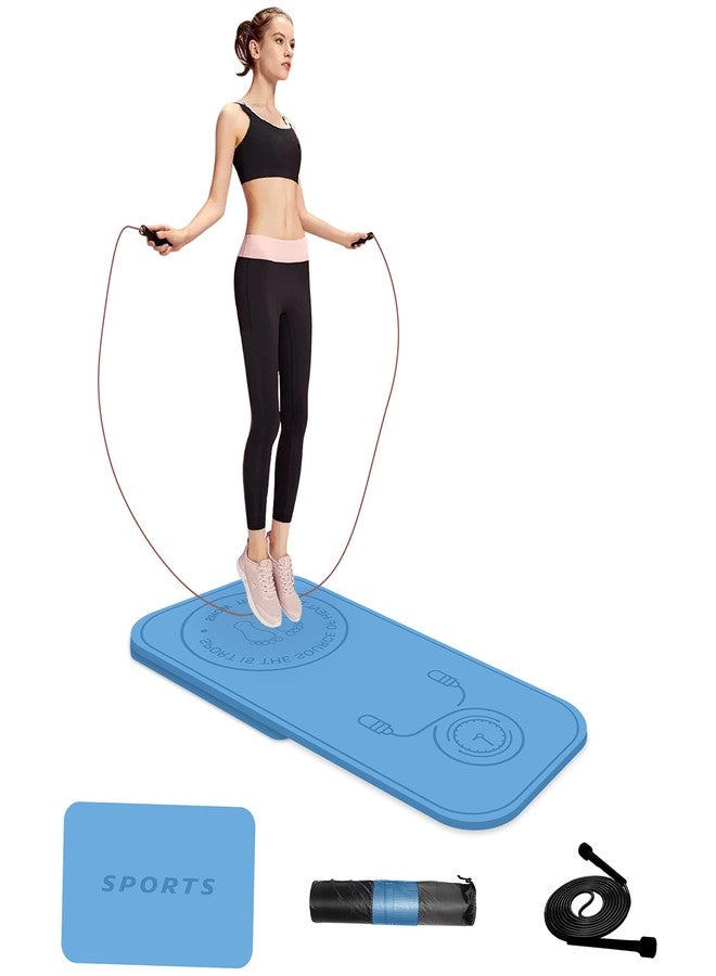 LERYG Jump Rope Mat Shockproof Exercise Skipping Mat All-Purpose Extra Thick High Density Anti-Tear Exercise Yoga Mat, Non Slip for Indoor and Outdoor in Light Blue - Image 1