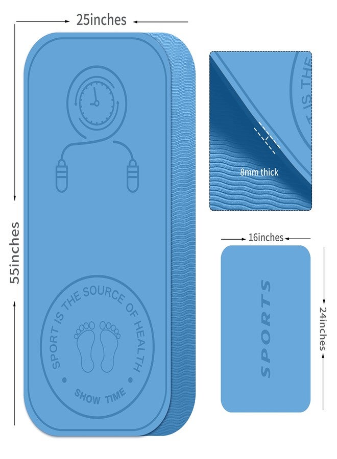 LERYG Jump Rope Mat Shockproof Exercise Skipping Mat All-Purpose Extra Thick High Density Anti-Tear Exercise Yoga Mat, Non Slip for Indoor and Outdoor in Light Blue - Image 2