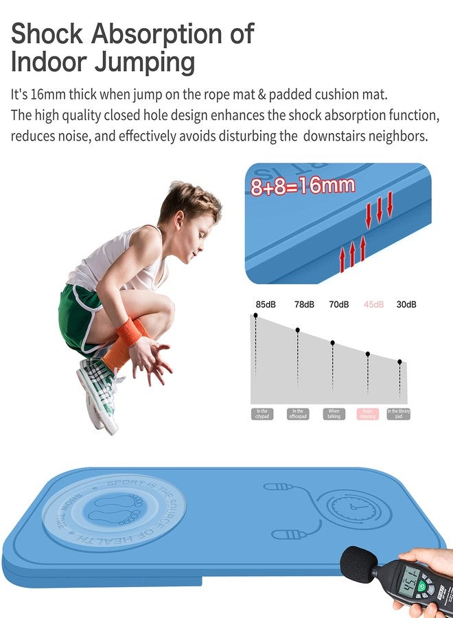 LERYG Jump Rope Mat Shockproof Exercise Skipping Mat All-Purpose Extra Thick High Density Anti-Tear Exercise Yoga Mat, Non Slip for Indoor and Outdoor in Light Blue - Image 4
