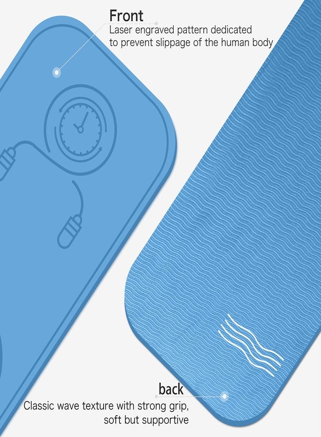 LERYG Jump Rope Mat Shockproof Exercise Skipping Mat All-Purpose Extra Thick High Density Anti-Tear Exercise Yoga Mat, Non Slip for Indoor and Outdoor in Light Blue - Image 3