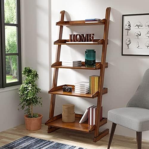VM DECOR Foldable Plant Shelf,Plant Stand,Indoor Flower Pot Holder,Flower Pot Ladder,Folding A Frame Display Shelf,Patio Rustic Wood Stand with Shelves,5 Tier Stand Outdoor,Free Standing(Brown) - Image 1