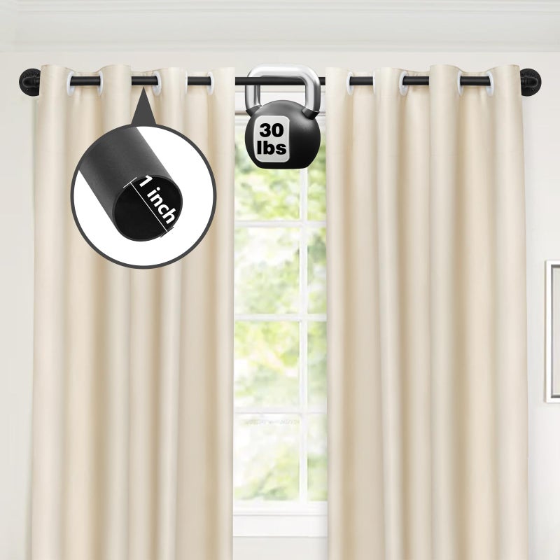 Refrze Industrial Blackout Curtain Rod, 34-48 Inch, 1 Inch Diameter, Heavy Duty, Adjustable, Wrap Around, Black - Image 5