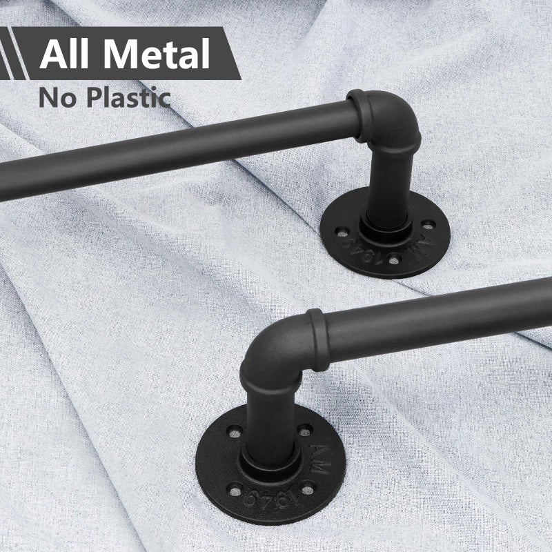Refrze Industrial Blackout Curtain Rod, 34-48 Inch, 1 Inch Diameter, Heavy Duty, Adjustable, Wrap Around, Black - Image 3
