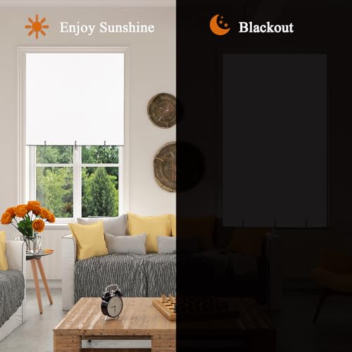 Maritown Blackout Shades No Drill Cordless Window Blinds Cut to Size Roll up Adjustable Easy to Install Stick on Self Adhesive Temporary Curtains for Indoor Bedroom Kitchen Bathroom Windows French Doors - Image 3
