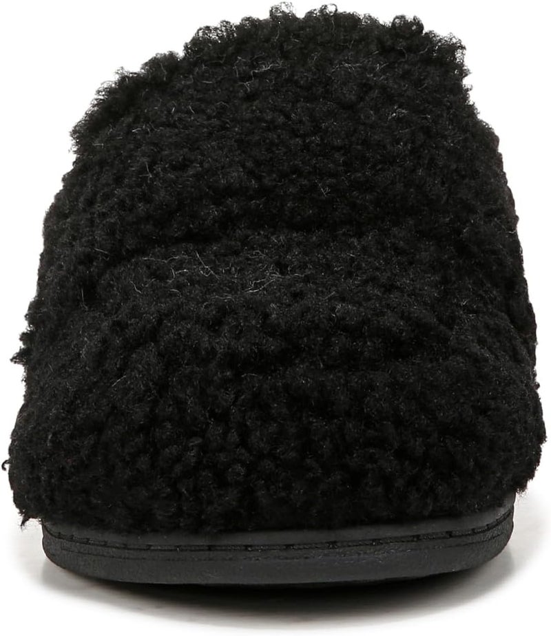 Vionic Women's Gemma II Mules - Black Fabric, Soft Faux Shearling, Adjustable Hook-and-Loop Closure - Image 4