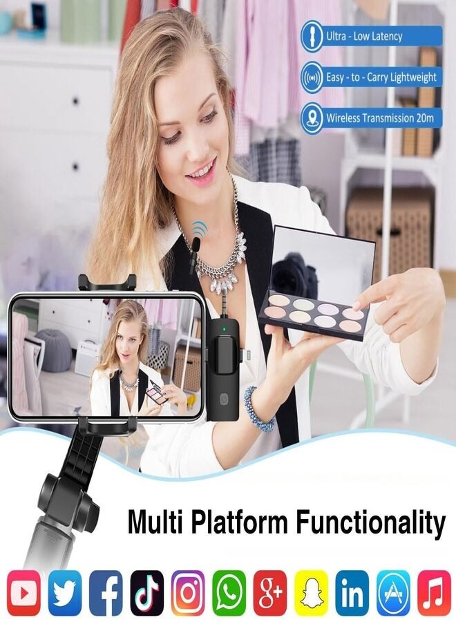 نواكيي ميكروفون لافالير لاسلكي، 4 في 1 ميكروفون لاسلكي، 4 في 1 ميكروفون لآيفون كمبيوتر محمول كاميرا كمبيوتر محمول USB-C، 2.4G تأخير منخفض للغاية، تقليل الضوضاء، مثالي لـ Youtube TikTok تدوين الفيديو البودكاست منشئ المحتوى - Image 5